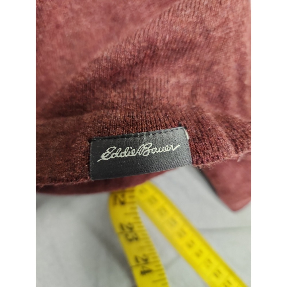 Eddie Bauer Mens V- Neck Burgundy Cotton Merino Sweater size Tall Large EUC - Picture 8 of 8